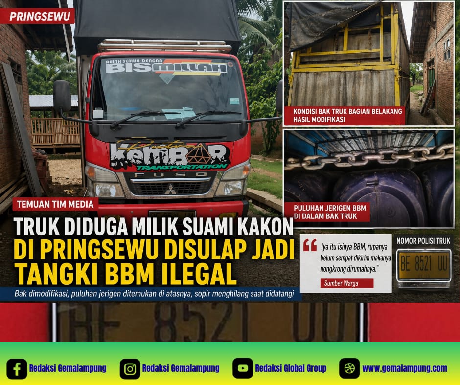 Truk Diduga Milik Suami Kakon di Pringsewu Disulap Jadi Tangki BBM Ilegal